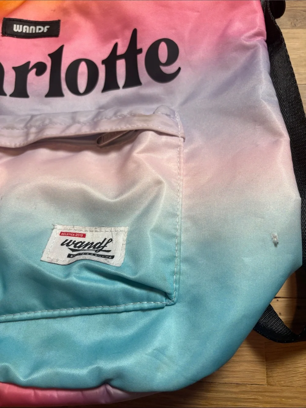 Wandf Charlotte Ombre Drawstring Backpack in Yellow Pink Blue